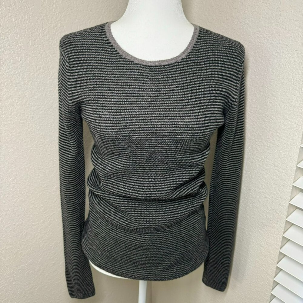 Grey Striped Vince 100% Cashmere Sweater